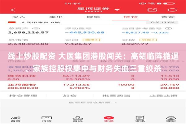 线上炒股配资 大医集团港股闯关：高瓴临阵撤退、家族控股权集中与财务失血三重绞杀