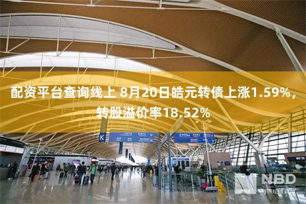 配资平台查询线上 8月20日皓元转债上涨1.59%，转股溢价率18.52%